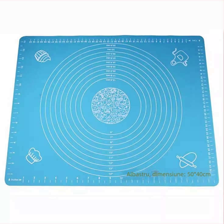 Covor de silicon pentru frământat și întins cu scară de măsură, rezistent la temperaturi înalte, antiaderent, antialunecare, 50×40 cm