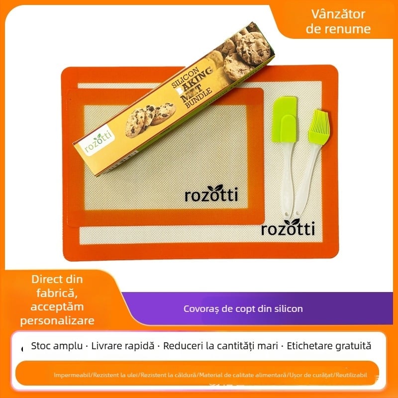 Covoraș din silicon cu fibră de sticlă, rezistent la temperaturi înalte, conform standardelor alimentare, covoraș pentru frământat aluat de pâine, grosime suplimentară