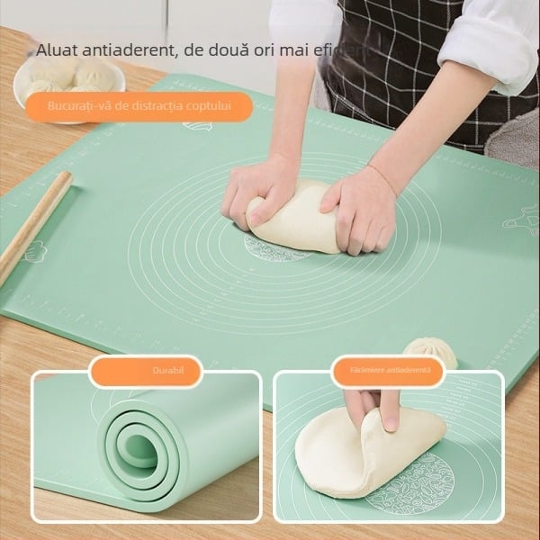 Covoraș din silicon alimentar pentru aluat – suprafață groasă pentru frământat, blat de tăiere, antibacterian, antiaderent, covoraș de copt