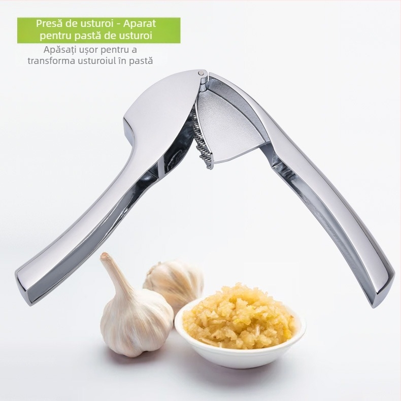 Presă de usturoi manuală, cu decojit și zdrobitor – accesoriu de bucătărie din aliaj de zinc