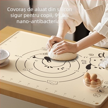 Covoraș din silicon pentru frământat aluatul, 99,9% silicon alimentar, suprafață antiaderentă pentru bucătărie, design simplu