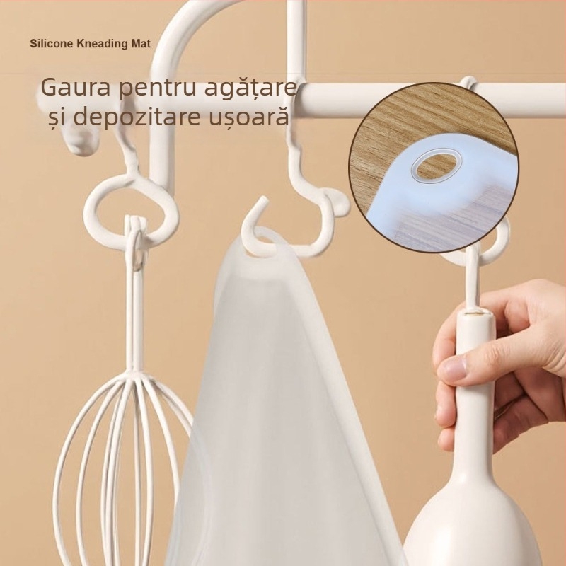 Covoraș din silicon transparent pentru frământat și întins aluat, margine anti-scurgeri, silicon alimentar