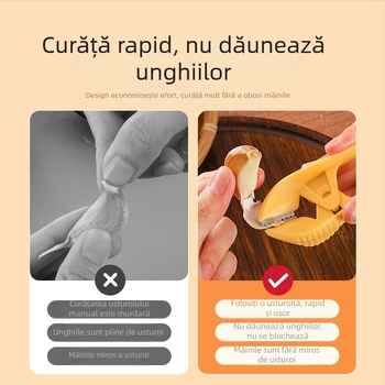 Curățător manual de usturoi și zdrobitor de usturoi, oțel inoxidabil 430, 13 x 5,2 cm, multifuncțional