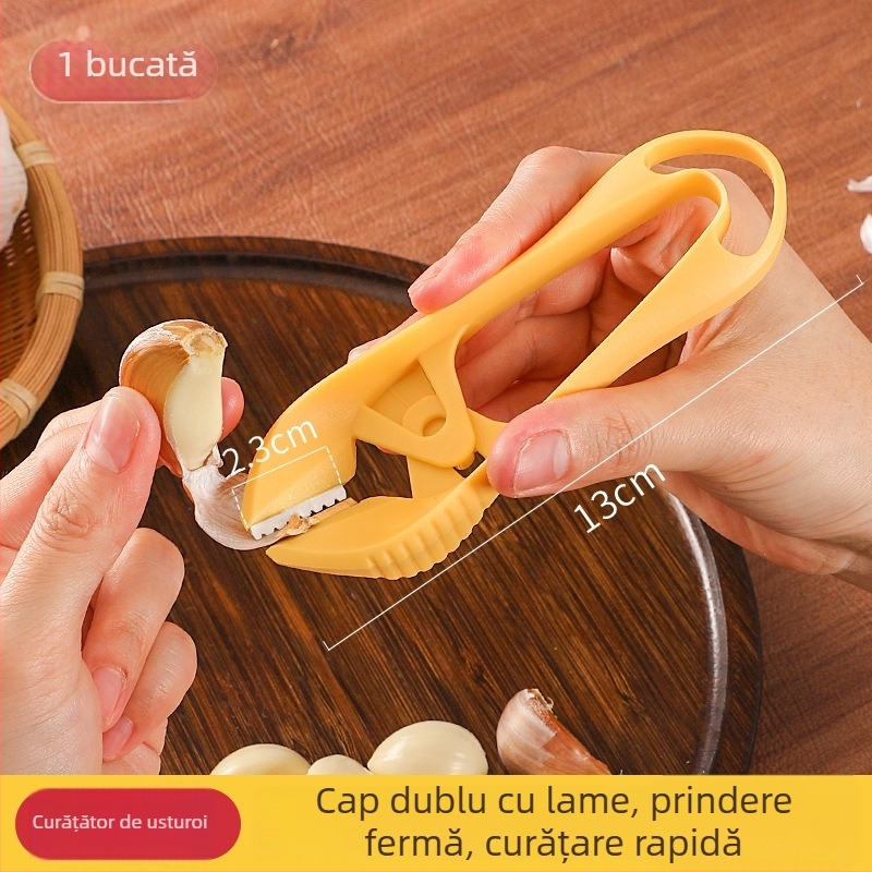 Curățător manual de usturoi și zdrobitor de usturoi, oțel inoxidabil 430, 13 x 5,2 cm, multifuncțional