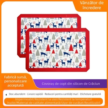 Covoraș dreptunghiular din silicon pentru coacere, cu suprafață antiaderentă pentru frământarea aluatului; țesătură din fibră de sticlă; dimensiuni 40×30 cm, 30×21 cm și 50×40 cm.