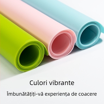 Covoraș din silicon alimentar, mare, cu cataramă de rulare, suprafață antiderapantă pentru aluat și prăjituri