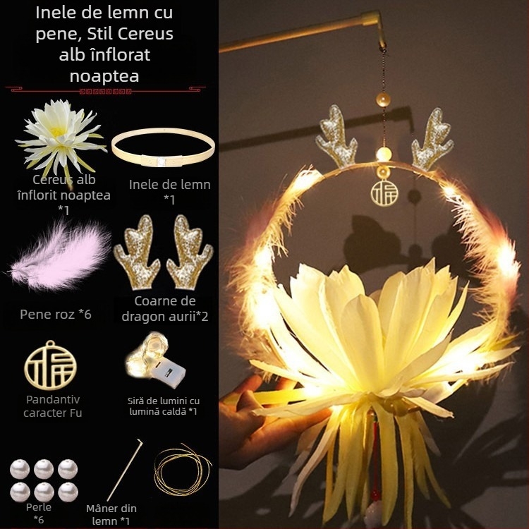 Lanterne tradiționale cu iepuraș, DIY, lanternă portabilă iluminată pentru Anul Nou și Festivalul de Toamnă