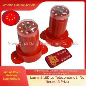 Fanar solar cu senzor de lumină, LED impermeabil, control wireless, lumină roșie, pentru Anul Nou