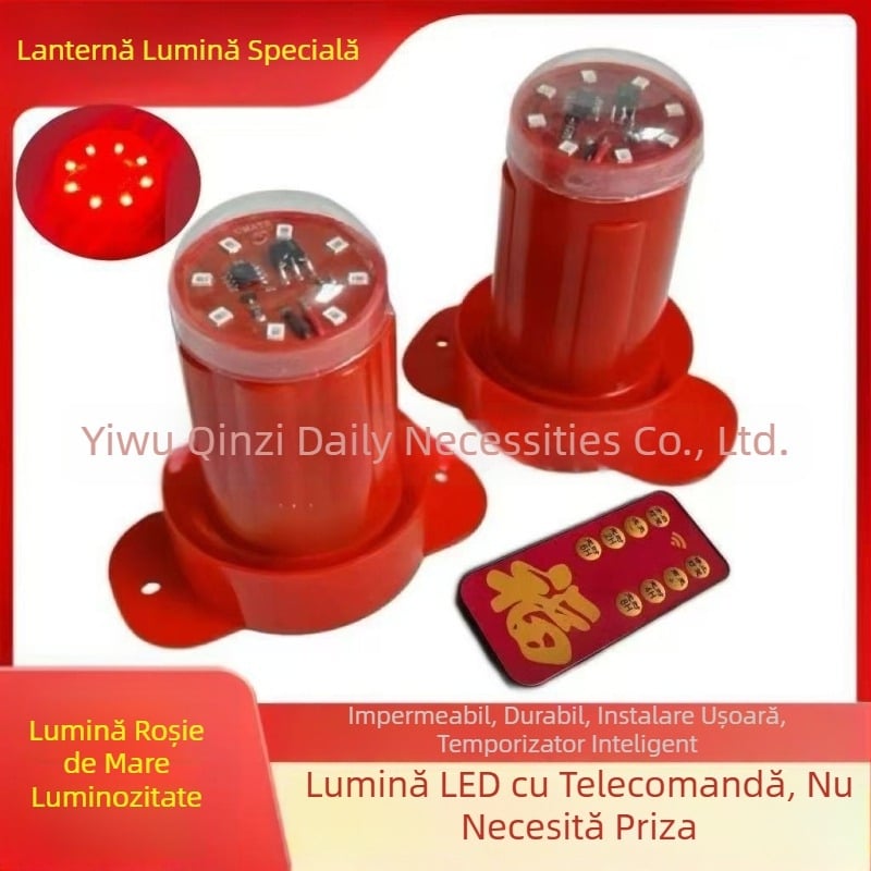 Fanar solar cu senzor de lumină, LED impermeabil, control wireless, lumină roșie, pentru Anul Nou