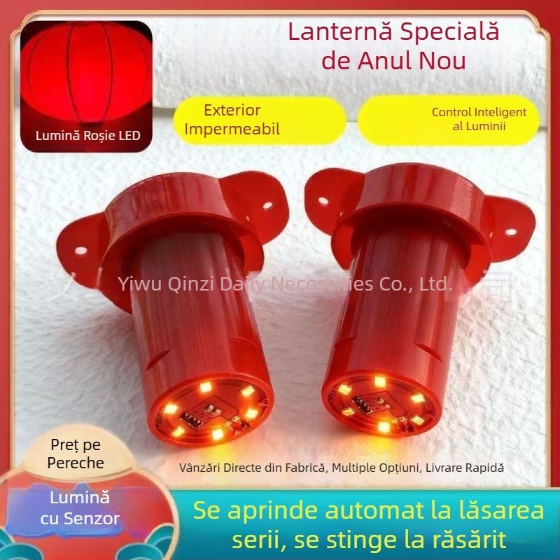 Fanar solar cu senzor de lumină, LED impermeabil, control wireless, lumină roșie, pentru Anul Nou