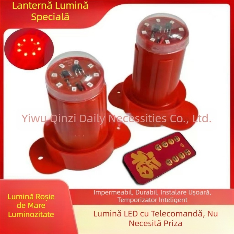 Fanar solar cu senzor de lumină, LED impermeabil, control wireless, lumină roșie, pentru Anul Nou