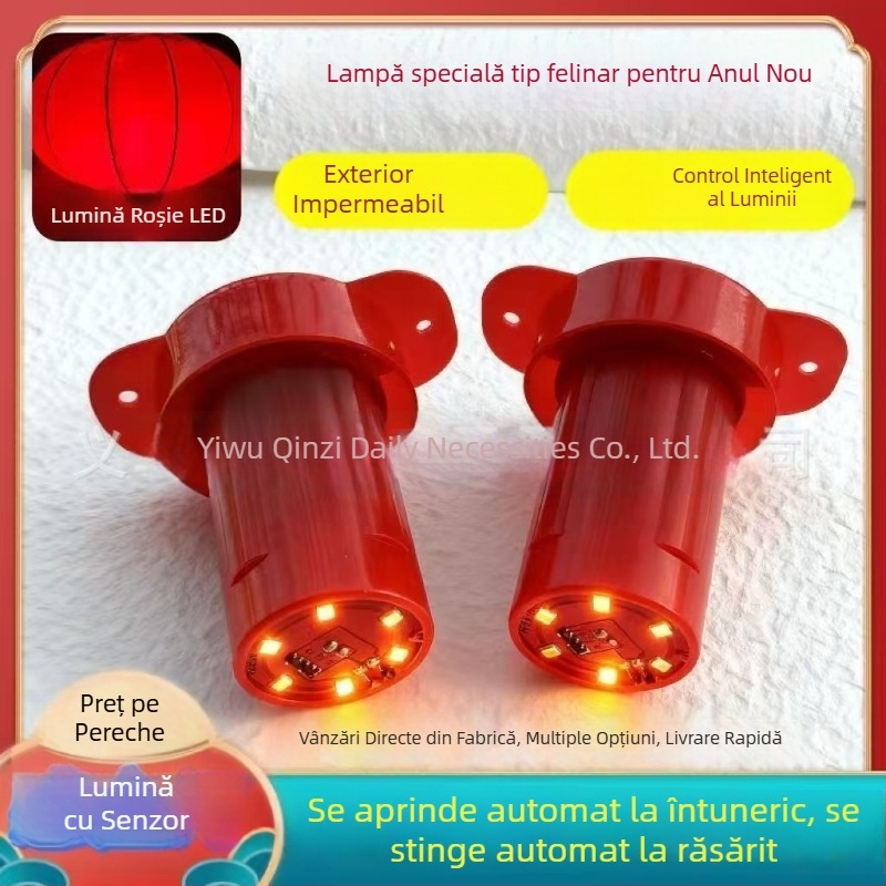 Fanar solar cu senzor de lumină, LED impermeabil, control wireless, lumină roșie, pentru Anul Nou