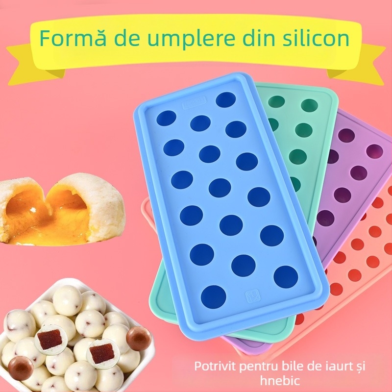 Formă din silicon pentru mooncakes cu centru lichid și tangyuan umpluți, cu capac, antiaderent pentru coacere