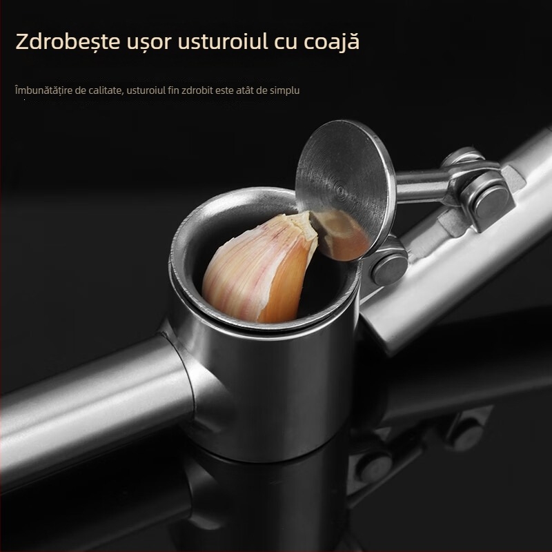 Presă manuală de usturoi din oțel inoxidabil, cu decojit – pentru pastă de usturoi