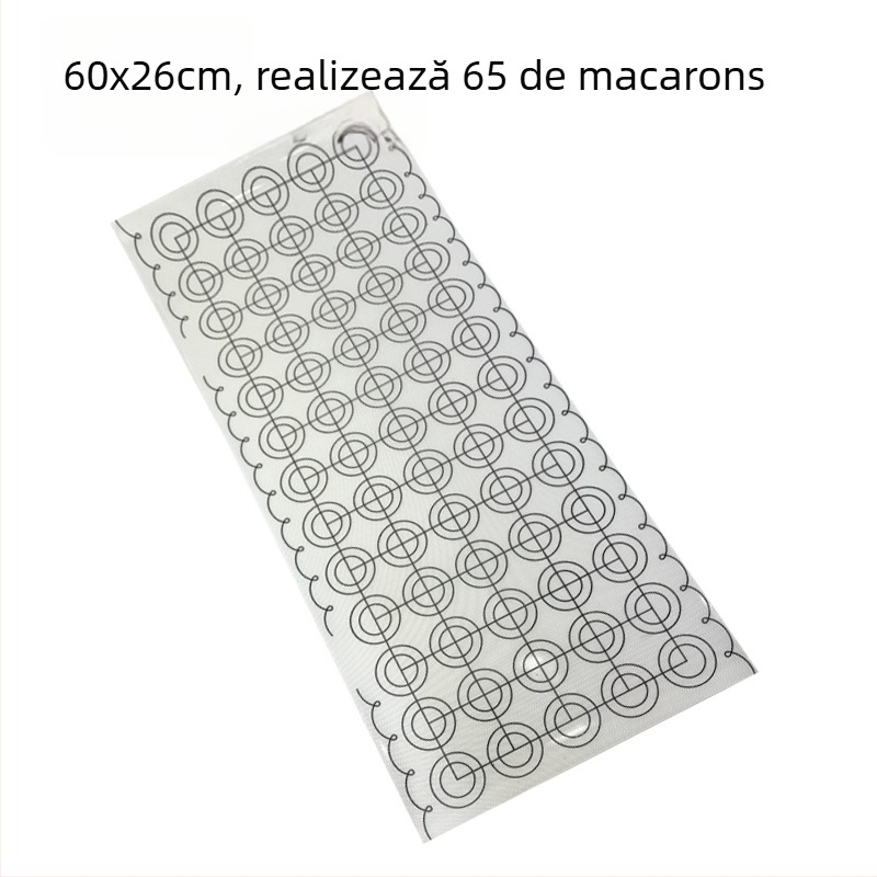Covoraș siliconic pentru copt macarons, 60×26 cm, antiaderent, anti-alunecare, pentru întinderea aluatului