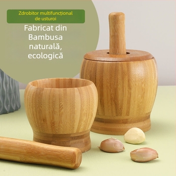 Zdrobitor de usturoi creativ cu capac, borcan din bambus pentru usturoi, fără vopsea și ceară, unelte de bucătărie
