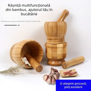 Zdrobitor de usturoi creativ cu capac, borcan din bambus pentru usturoi, fără vopsea și ceară, unelte de bucătărie