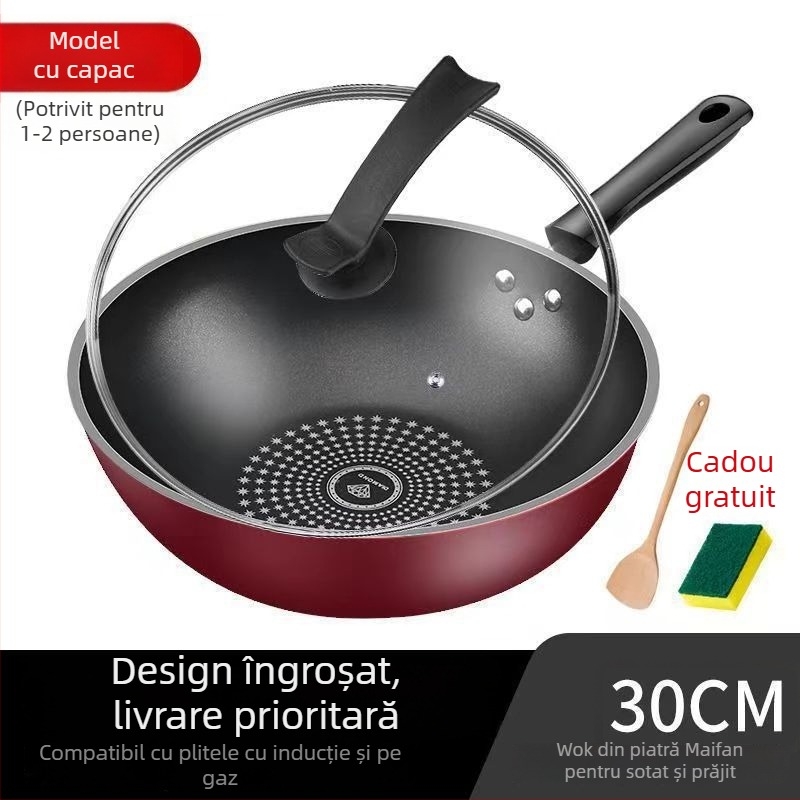 Tigaie Star Brick antiaderentă, fund plat, multifuncțională, gătire fără fum, compatibilă cu plitele cu inducție și aragaz, fără urme
