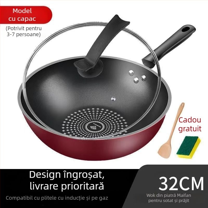 Tigaie Star Brick antiaderentă, fund plat, multifuncțională, gătire fără fum, compatibilă cu plitele cu inducție și aragaz, fără urme