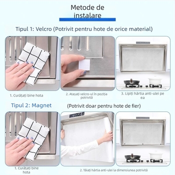 Filtru din bumbac absorbant pentru hotă, de unică folosință, gros, rezistent la temperaturi înalte, autoadeziv, anti-ulei