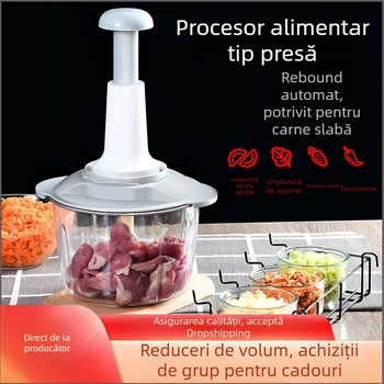 Presă manuală de usturoi și zdrobire – ustensilă de bucătărie multifuncțională, din plastic alimentar