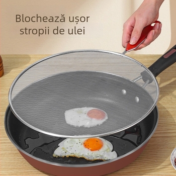 Plasă de protecție anti-stropire din oțel, cu mâner – plasă pentru capac de oală, bucătărie