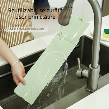Barieră de apă pentru chiuvetă cu ventuze integrate — protecție împotriva stropilor pe blatul de bucătărie și chiuveta din baie