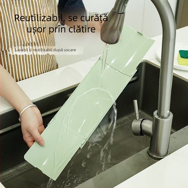 Barieră de apă pentru chiuvetă cu ventuze integrate — protecție împotriva stropilor pe blatul de bucătărie și chiuveta din baie