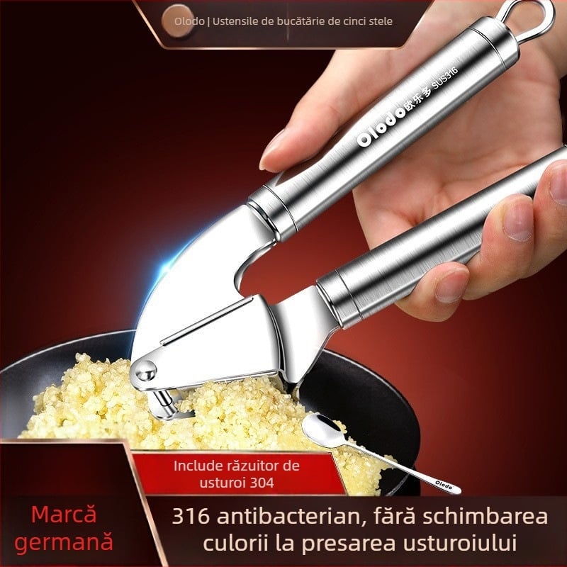 Presă de usturoi și zdrobitor din oțel inoxidabil 316, instrument manual pentru usturoi