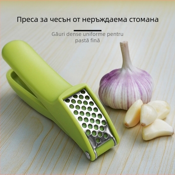 Presa de usturoi din oțel inoxidabil, manuală, cu decojator și tocat pentru uz casnic