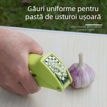 Presa de usturoi din oțel inoxidabil, manuală, cu decojator și tocat pentru uz casnic