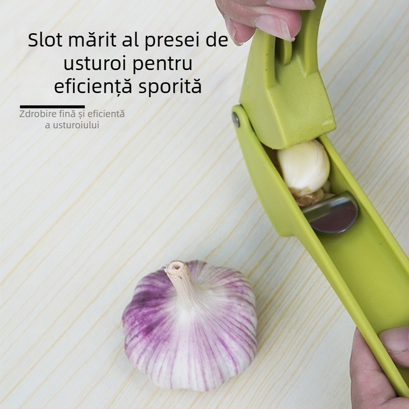 Presa de usturoi din oțel inoxidabil, manuală, cu decojator și tocat pentru uz casnic