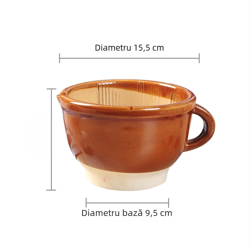 Mojar ceramic mare în stil vechi, zdrobitor manual pentru usturoi și ardei, ustensilă de bucătărie