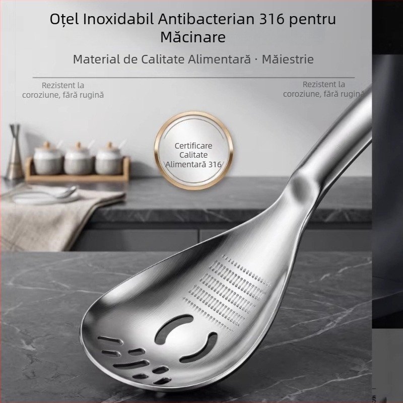 Unealtă de bucătărie din oțel inoxidabil 316: zdrobitor pentru cartofi, măcinător de usturoi și ghimbir, lingură cu sită