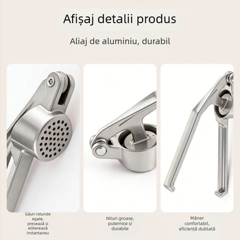 Presă manuală de usturoi cu decojit, presă din aliaj de aluminiu, zdrobitor de usturoi, ustensilă de bucătărie