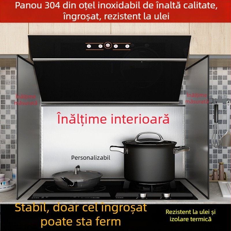 Protecție anti-stropiri din oțel inoxidabil, îngroșată, rezistentă la temperaturi înalte, pentru hotă