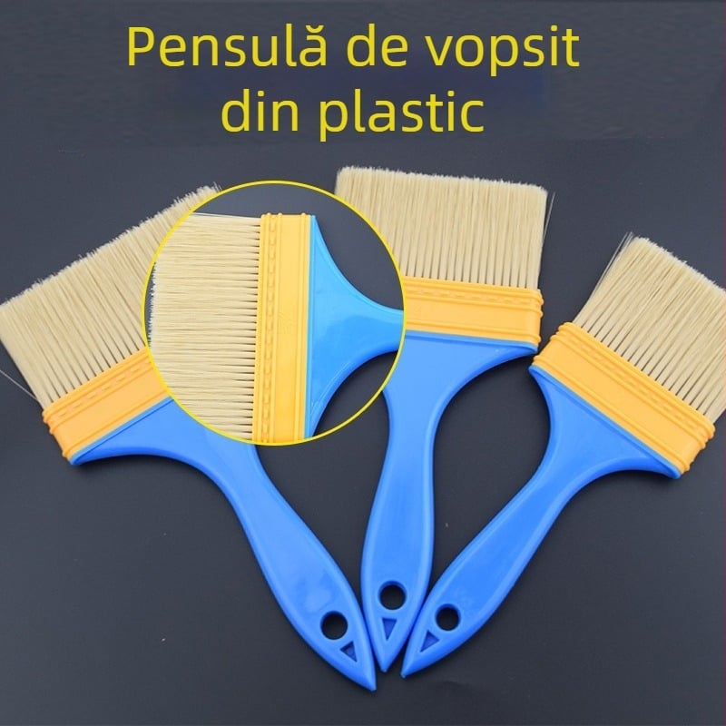 Pensulă de vopsea cu fibre sintetice moi, pentru acoperire uniformă, cu peri maro deschis
