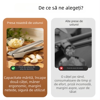 Presă manuală de usturoi din aliaj de aluminiu, utilitar multifuncțional pentru zdrobire și tocare, clip creativ pentru usturoi