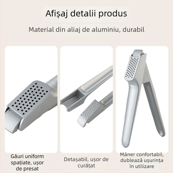 Presă manuală de usturoi din aliaj de aluminiu, utilitar multifuncțional pentru zdrobire și tocare, clip creativ pentru usturoi