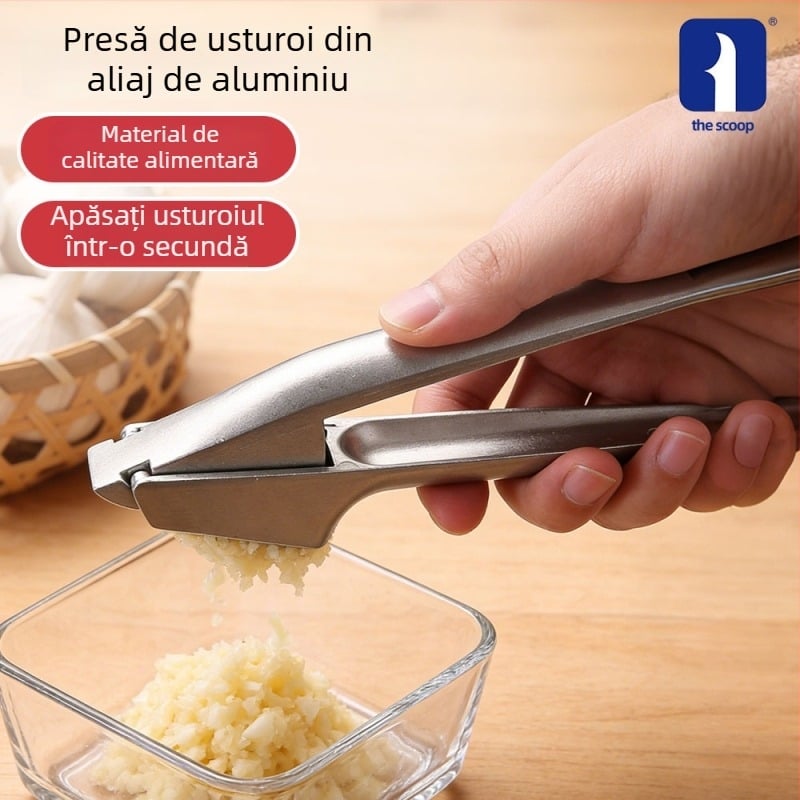 Presă manuală de usturoi din aliaj de aluminiu, utilitar multifuncțional pentru zdrobire și tocare, clip creativ pentru usturoi