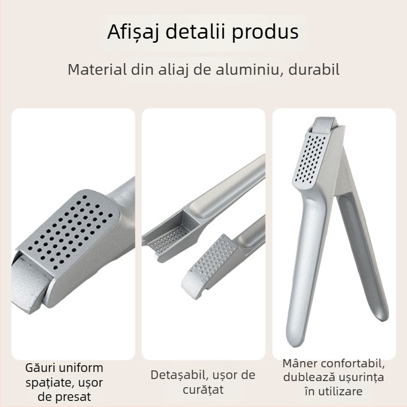 Presă manuală de usturoi din aliaj de aluminiu, utilitar multifuncțional pentru zdrobire și tocare, clip creativ pentru usturoi