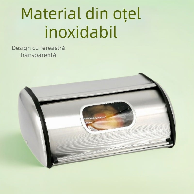 Cutie de depozitare din oțel inoxidabil cu fereastră transparentă — recipient etanș, rezistent la umiditate, pentru pâine, produse de patiserie și orez