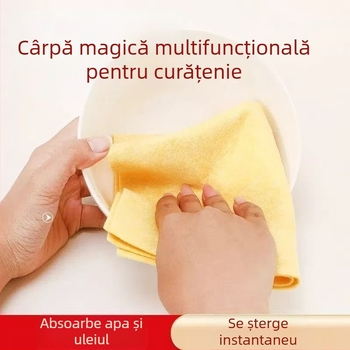 Cârpă din loofah galbenă, îngroșată, pentru bucătărie, acasă; absoarbe apa și grăsimile, nu absoarbe ulei, nu lasă scame, burete de vase