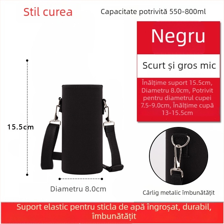 Suport pentru cană cu curea crossbody, izolație din sticlă, husă de protecție, capacitate mare, curea anti-derapare, geantă pentru sticlă 300–1500 ml