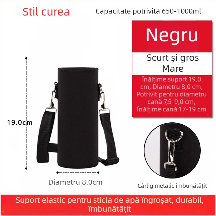 Suport pentru cană cu curea crossbody, izolație din sticlă, husă de protecție, capacitate mare, curea anti-derapare, geantă pentru sticlă 300–1500 ml