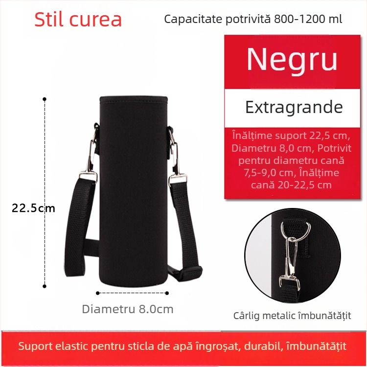Suport pentru cană cu curea crossbody, izolație din sticlă, husă de protecție, capacitate mare, curea anti-derapare, geantă pentru sticlă 300–1500 ml