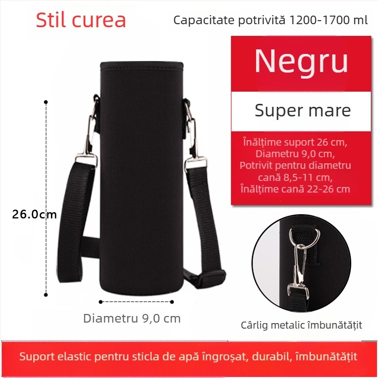 Suport pentru cană cu curea crossbody, izolație din sticlă, husă de protecție, capacitate mare, curea anti-derapare, geantă pentru sticlă 300–1500 ml