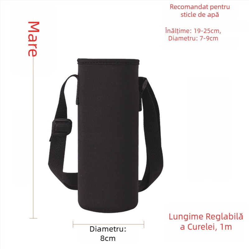 Suport pentru cană cu curea crossbody, izolație din sticlă, husă de protecție, capacitate mare, curea anti-derapare, geantă pentru sticlă 300–1500 ml