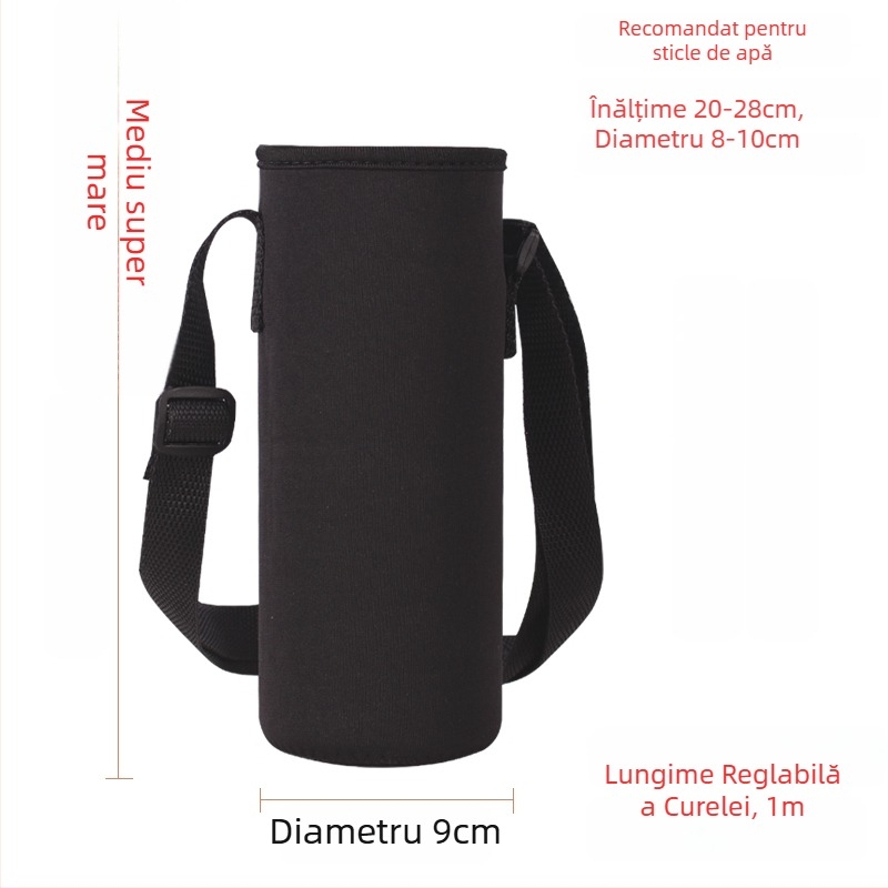 Suport pentru cană cu curea crossbody, izolație din sticlă, husă de protecție, capacitate mare, curea anti-derapare, geantă pentru sticlă 300–1500 ml