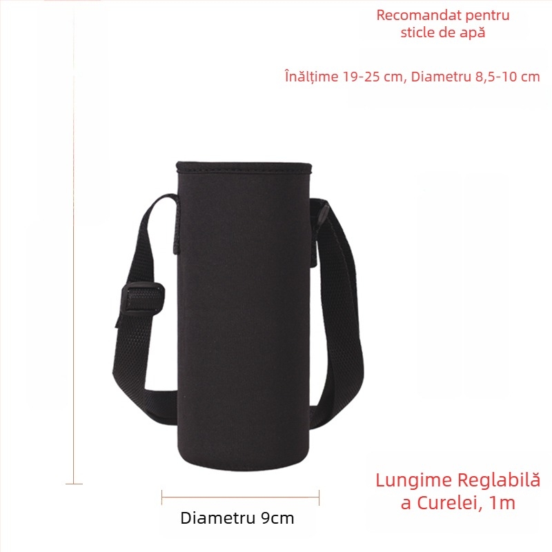 Suport pentru cană cu curea crossbody, izolație din sticlă, husă de protecție, capacitate mare, curea anti-derapare, geantă pentru sticlă 300–1500 ml